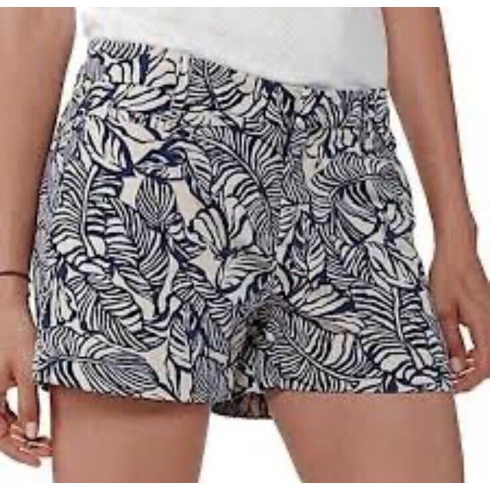 Patagonia Navy and White Tropical Print Women's Shorts - organic cotton
